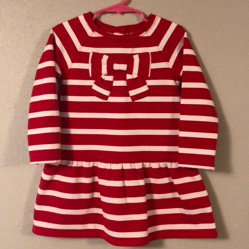Red white striped toddler dress